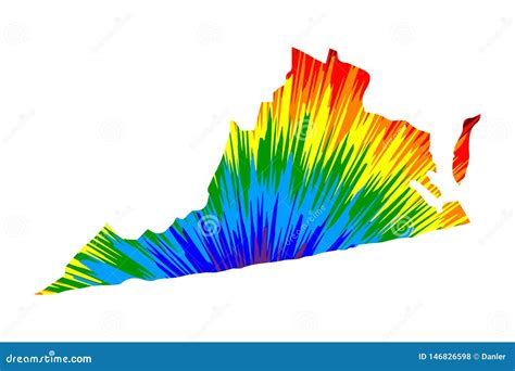 Commonwealth of Virginia - Map is Designed Rainbow Abstract Colorful ...