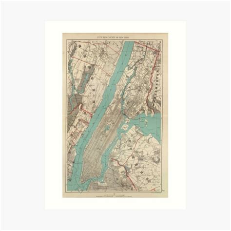 "Vintage Map of New York City (1890)" Art Print for Sale by ...