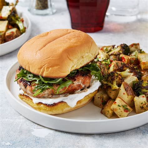 Recipe: Smoky Pork Burgers with Roasted Vegetables & Piquillo Pepper Sauce - Blue Apron