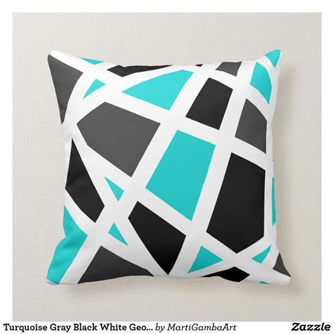 Turquoise Gray Black White Geometric Throw Pillow | Zazzle.com | Geometric throw pillows ...