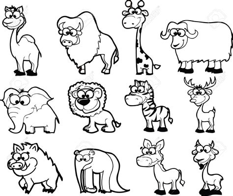 animals clipart black and white caricature - Szukaj w Google | Desenhos de animais fofos ...