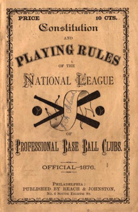 Baseball History: 19th Century Baseball: Image: 1876 Baseball Rules ...