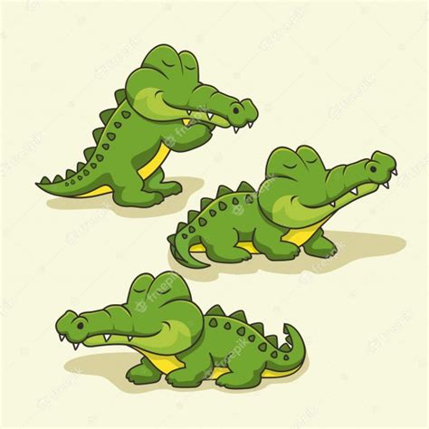Premium Vector | Alligator cartoon cute crocodile animals set