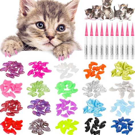 WILLBOND 200 Pieces 20 Color Cat Claw Caps Cats Paws Grooming Nail ...