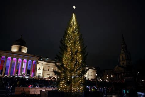 Trafalgar Square Christmas tree lights turned on for festive season | Evening Standard