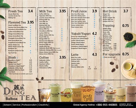 DING TEA - Menu