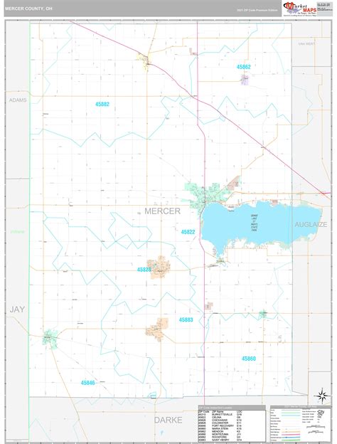 Mercer County, OH Wall Map Premium Style by MarketMAPS - MapSales