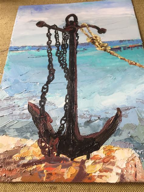 Anchor Painting Ocean Coast Anchor Original Painting Sea | Etsy