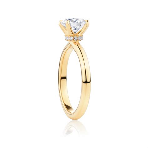 Round Brilliant Cut Hidden Halo Solitaire Yellow Gold | Diamondport