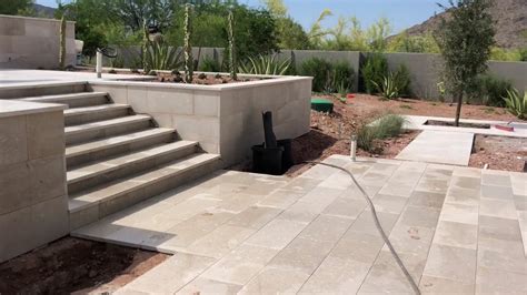 Travertine pavers installation - YouTube