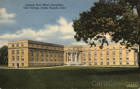 Greene Hall, Men's Dormitory, Coe College Cedar Rapids, IA Postcard