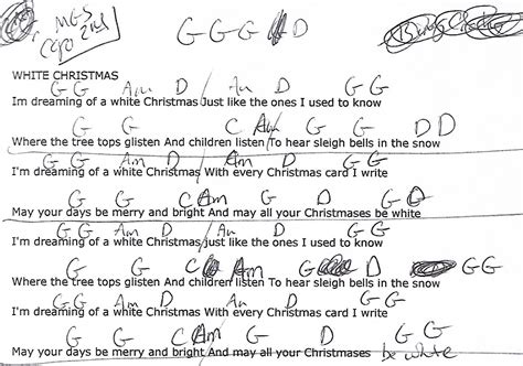 White Christmas (Christmas) G Major - Guitar Chord Chart with Lyrics ...