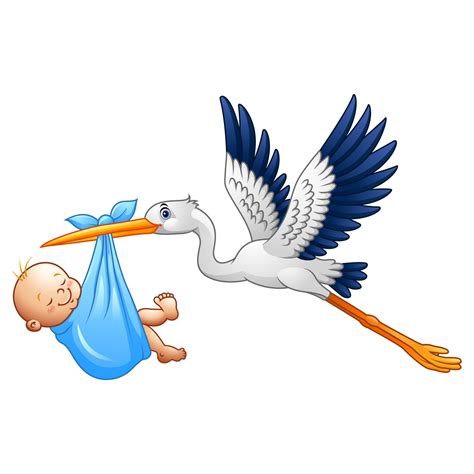 Cartoon stork with baby boy 9693690 Vector Art at Vecteezy