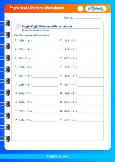 FREE Printable 5th Grade Division Worksheets [PDFs] Brighterly