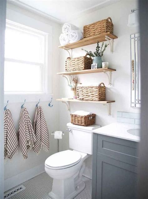 08 DIY Rustic Bathroom Floating Shelves Ideas - DoMakeover.com | Small bathroom storage, Small ...