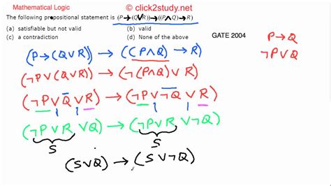 Mathematical Logic Example 1.004 GATE CS 2004 (Satisifiability vs ...