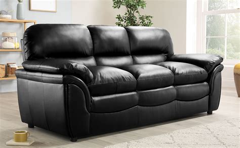 Rochester Black Leather 3 Seater Sofa | Furniture Choice