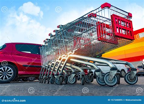 Consumer Grocery Shopping Carts Supermarket Parking Lot Stock Image ...