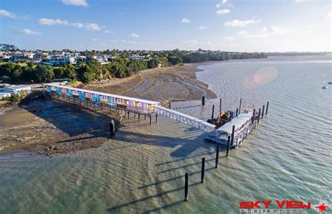 Drone image shows Half Moon Bay pier from unique angle - OurAuckland