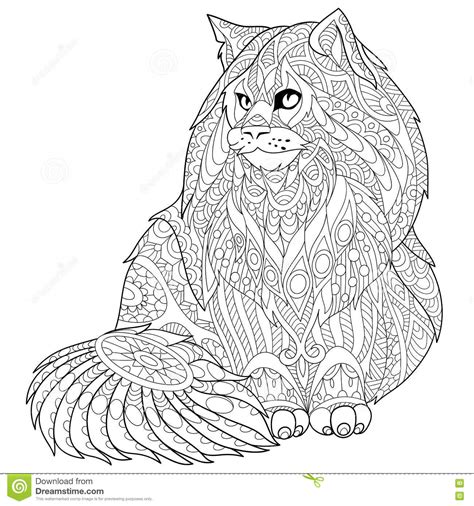 Zentangle Stylized Maine Coon Cat Stock Vector - Illustration of drawing, coloring: 72013034