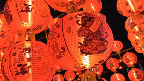 4k : Chinese Paper Lanterns In Night On Stock Footage SBV-311899459 ...