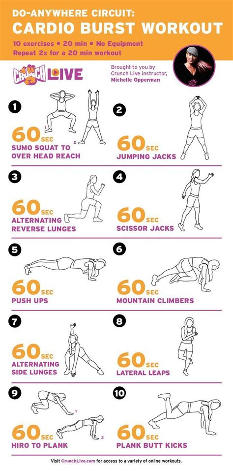 Printable, Do-Anywhere Cardio Workout. Get fit on the fly with this #CrunchLive cardio circuit ...