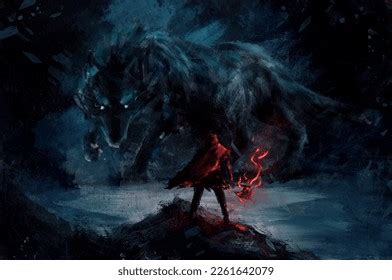 Warrior Standing Confront Fenrir Giaant Wolf Stock Illustration 2261642079 | Shutterstock