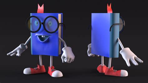 Cartoon Blue Book Character Standing Pose 3D - TurboSquid 2128245