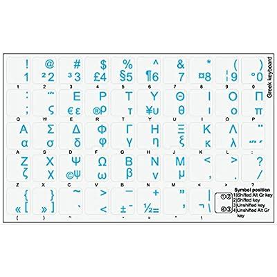 Greek Keyboard Stickers with Blue Lettering ON Nepal | Ubuy