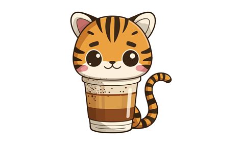 Tiger Drinking Coffee Vector Graphic by BreakingDots · Creative Fabrica