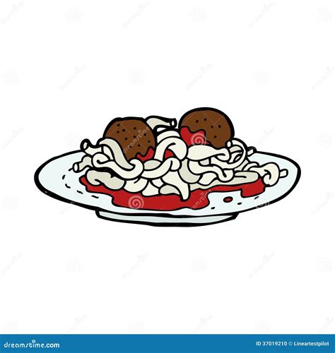 Cartoon Spaghetti and Meatballs Stock Vector - Illustration of italian, meatballs: 37019210