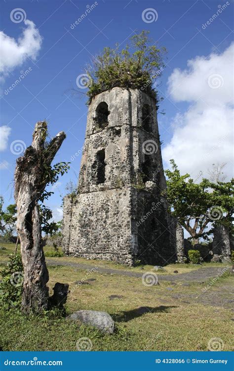 Cagsawa Church Ruins Mayon Volcano Philippines Stock Photo - Image of ...