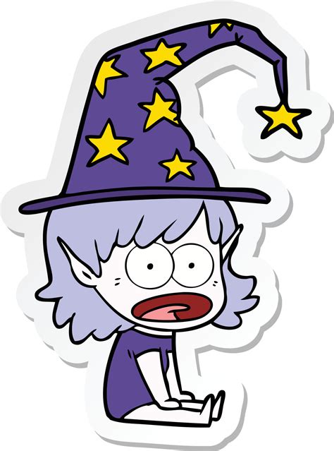 sticker of a funny witch girl cartoon 8810065 Vector Art at Vecteezy