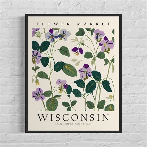 Wisconsin State Flower, Wisconsin Flower Market Art Print, Wood Violet ...