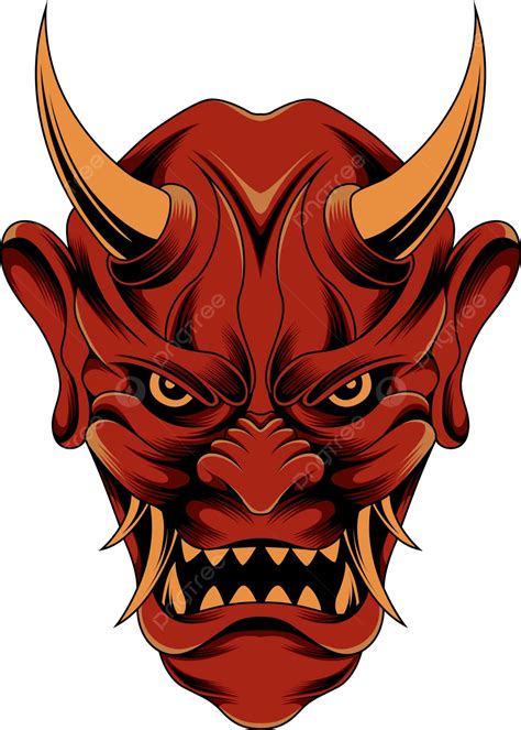 Oni Mask Vector Illustration, Oni Mask, Oni Mask Vector, Hannya Mask PNG and Vector with ...