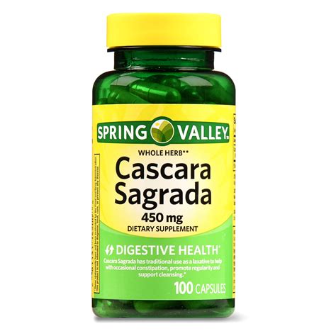 Spring Valley Whole Herb Cascara Sagrada Capsules, 450 mg, 100 Count - Walmart.com - Walmart.com