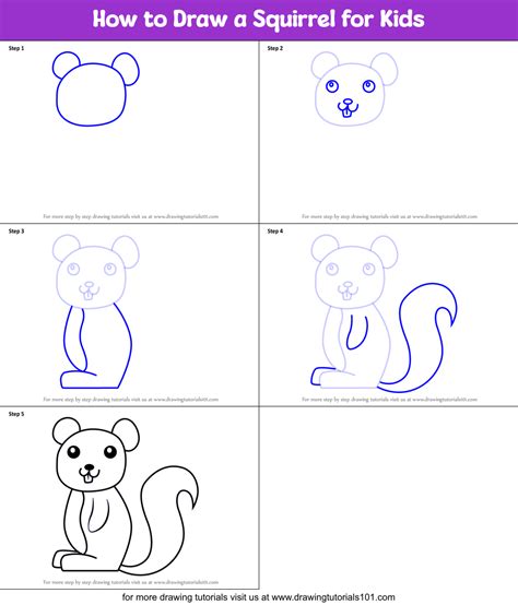 How to Draw a Squirrel for Kids printable step by step drawing sheet ...