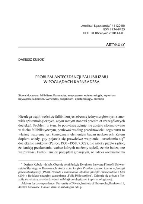 (PDF) Antecedents of fallibilism in the views of Carneades