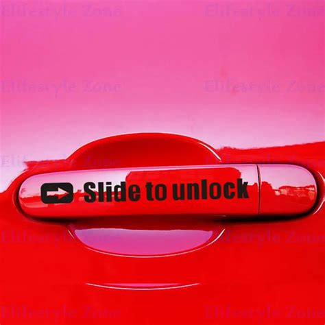 4 x New Funny Car Handle Door Handle Stickers Slide to Unlock Reflective Decals-in Car Stickers ...