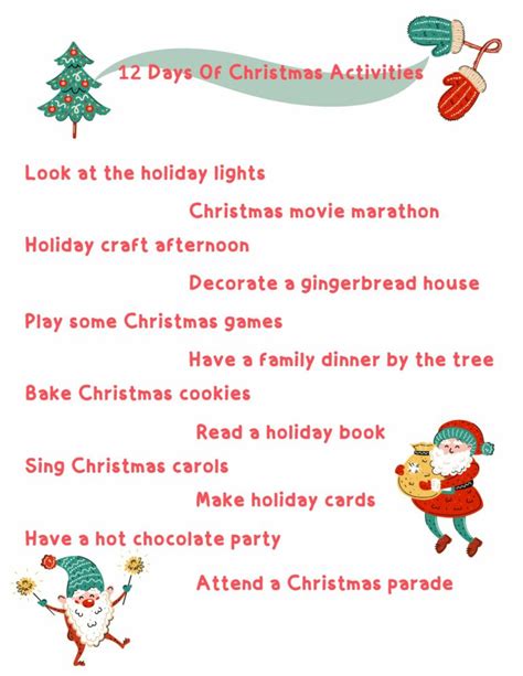 12 Days of Christmas Activities For Kids (Free printable)