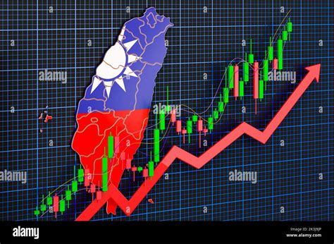 Economic growth in Taiwan, uptrend market, concept. 3D rendering on ...