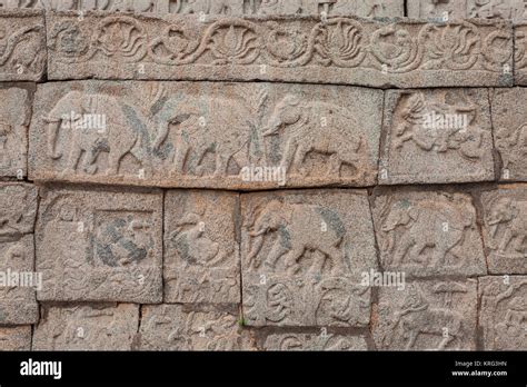 Asia, India, Karnataka, Hampi, Mahanavami Dibba, carvings Stock Photo - Alamy