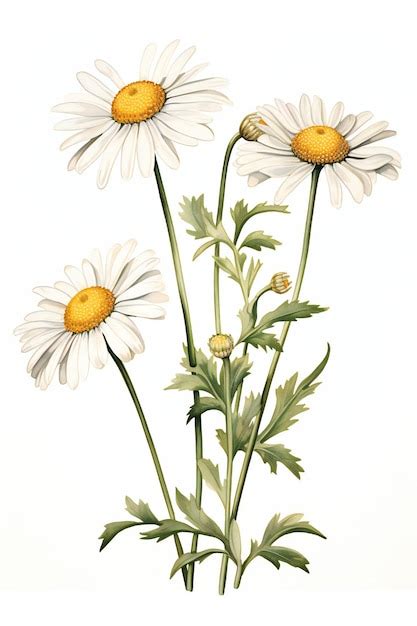 Premium AI Image | A drawing of a drawing of daisies with the yellow ...