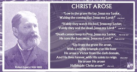 CHRIST AROSE Robert Lowry (1826-1899) "Low in the grave He lay, Jesus my Savior, Waiting the ...