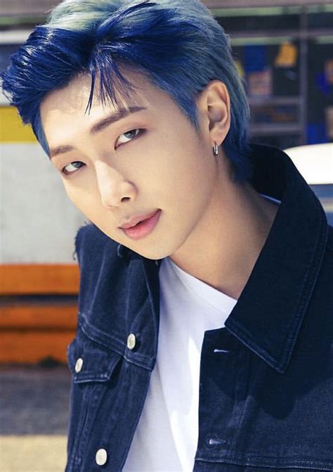 BTS rm namjoon blue hair | Bts hair colors, Kim namjoon, Blue hair