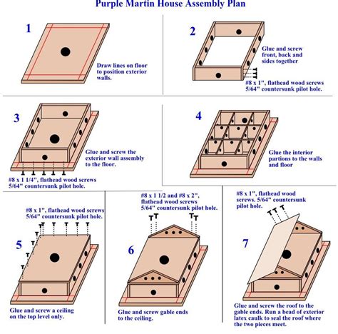 Assembly drawings to assist in assembling the purple martin house plans | Purple martin house ...