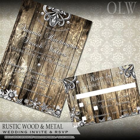 Rustic Wedding Invitation and Rsvp Card Rustic Wedding - Etsy