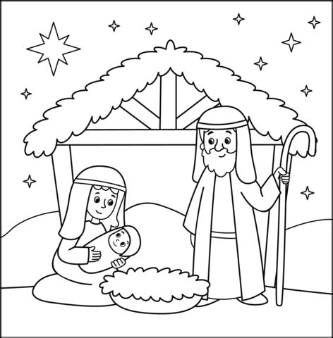 Christmas Nativity coloring page | Free Printable Coloring Pages