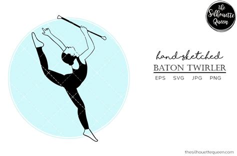 Hand drawn Baton Twirler clipart clip art logo cut files for | Etsy