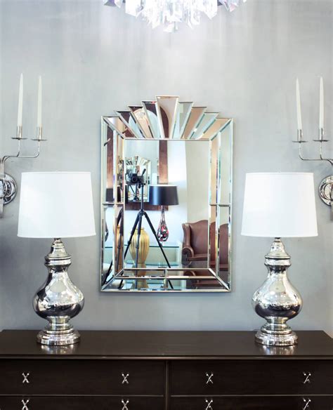 Art Deco Style Mirror with Clear and Champagne Tinted Mirrored Panels ...